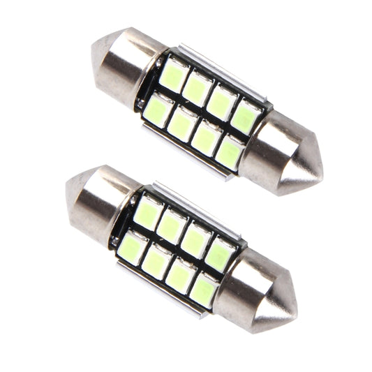 2 PCS DC 12V 2W 31MM 8 SMD-3528 LEDs Bicuspid Port Decoding Car Dome Lamp LED Reading Light, 31MM