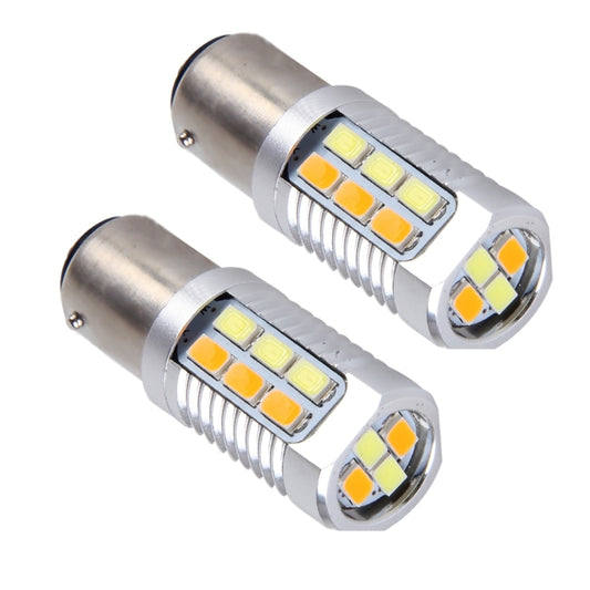 2 PCS 1157/BAY15D 6W 22 SMD-5730-LEDs White + Yellow Light Brake Light Turn Light, DC 12V, 1157