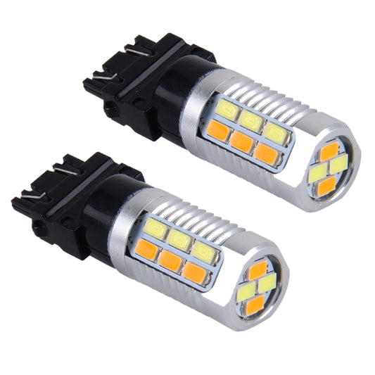 2 PCS T25-3157 6W 22 SMD-5730-LEDs White + Yellow Light Brake Light Turn Light, DC 12V, T25