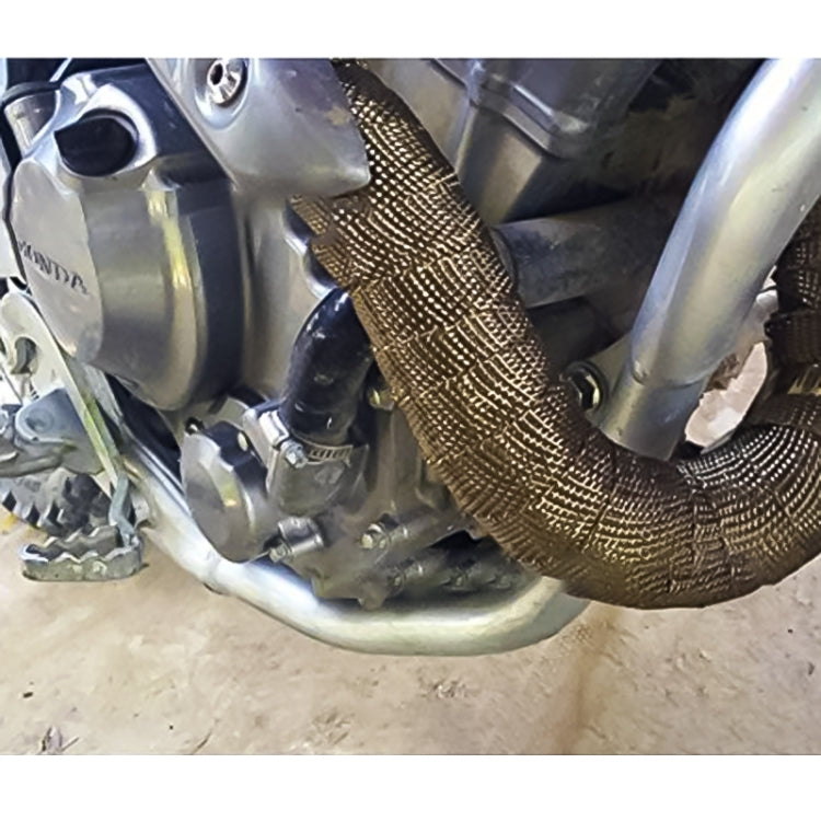 15m Titanium Gold Exhaust Wrap Auto Motor Exhaust Heat Shield Wrap Heat Resistant Wrap, 15m Titanium Gold