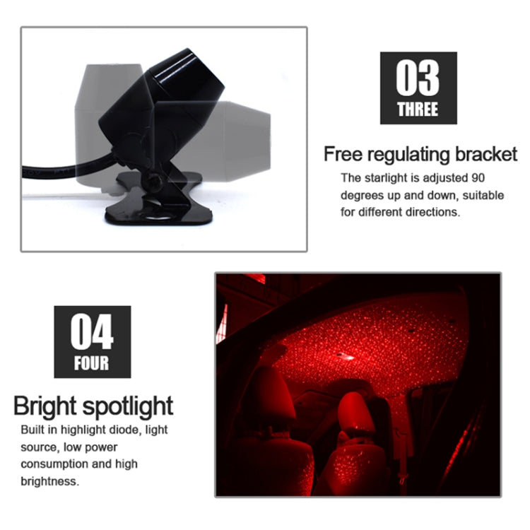5V Roof Ceiling Decoration Car Red Light Starry Sky Night Lights Atmosphere Meteor Lamp Projector, Constantly Bright, Starry Sky