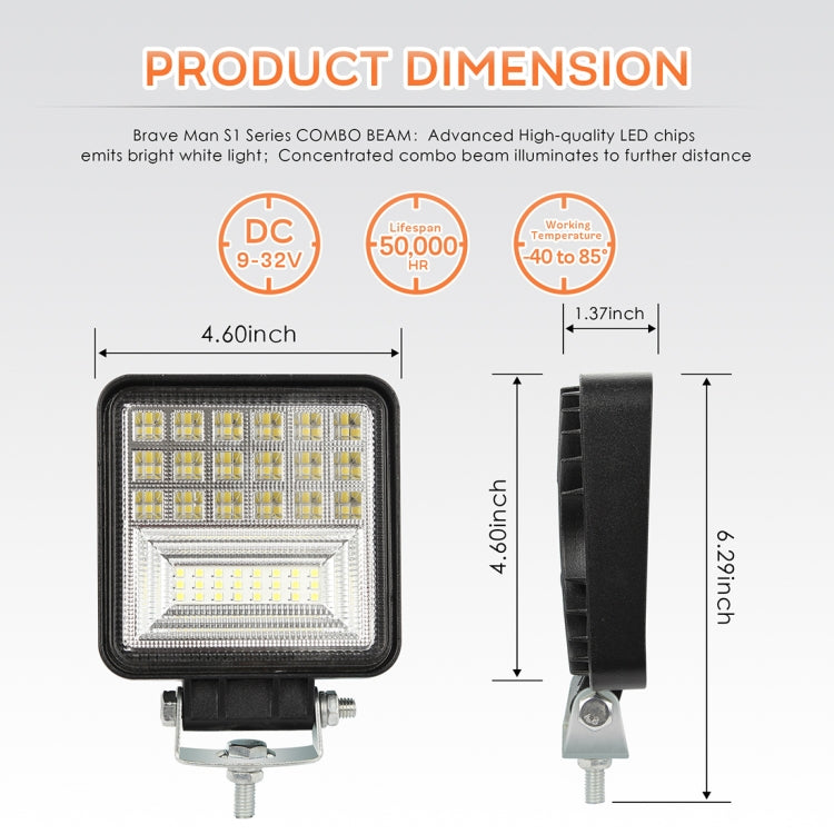 2 PCS 4 inch 20W Spot / Flood Light White Light Square-Shaped Waterproof Car SUV Work Lights Spotlight LED Bulbs, DC 9-30V, 4 inch 20W Square-Shaped