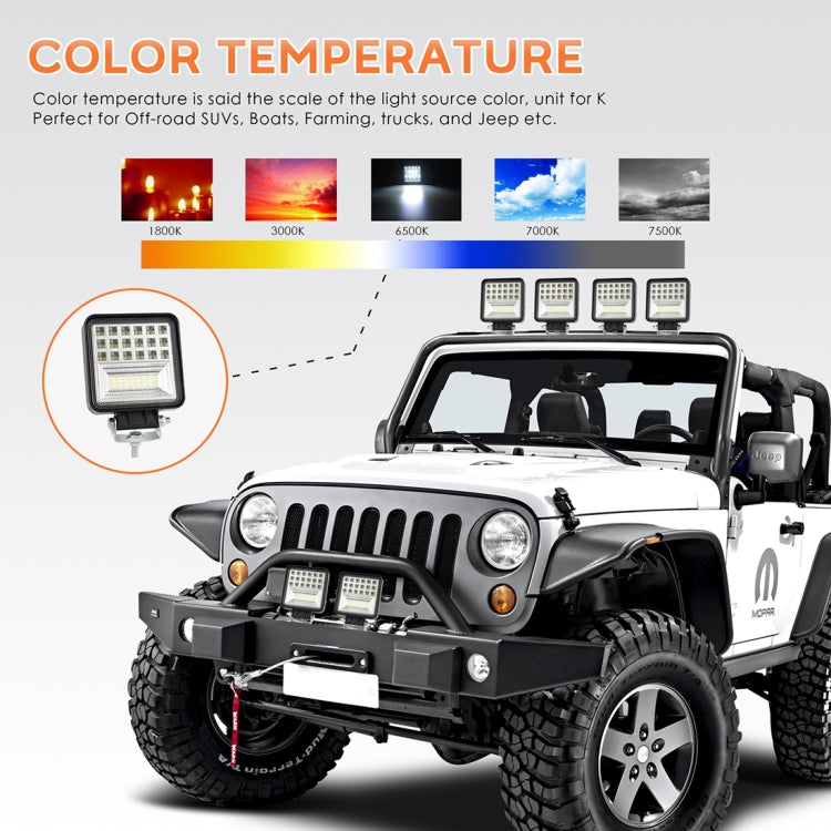2 PCS 4 inch 20W Spot / Flood Light White Light Square-Shaped Waterproof Car SUV Work Lights Spotlight LED Bulbs, DC 9-30V, 4 inch 20W Square-Shaped
