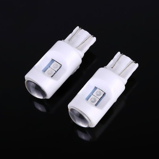 2 PCS T10 / W5W / 194 DC 12V 1.2W 6 LED SMD-3030 Lampe de lecture de voiture, veilleuse, avec lentille de projecteur