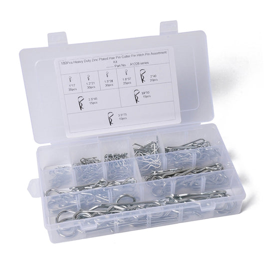 180 PCS Heavy Duty Zinc Plated Cotter R Tractor Clip Pin for Car / Boat / Garages, 180 PCS