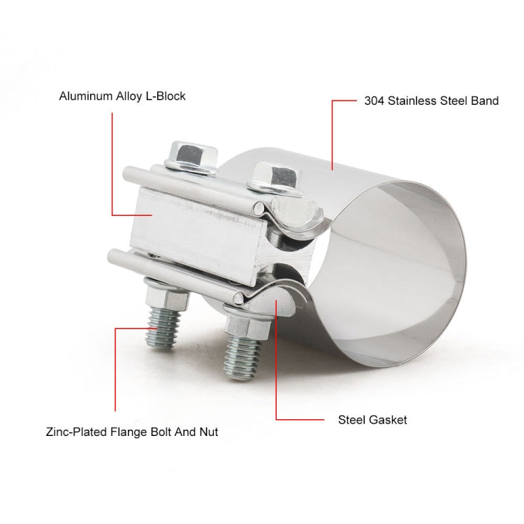 2.25 inch Car Turbo Exhaust Downpipe Stainless Steel Lap Joint Band Clamp, 2.25 inch