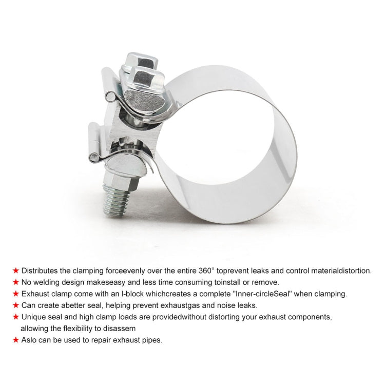 2.25 inch Car Turbo Exhaust Downpipe Stainless Steel Lap Joint Band Clamp, 2.25 inch