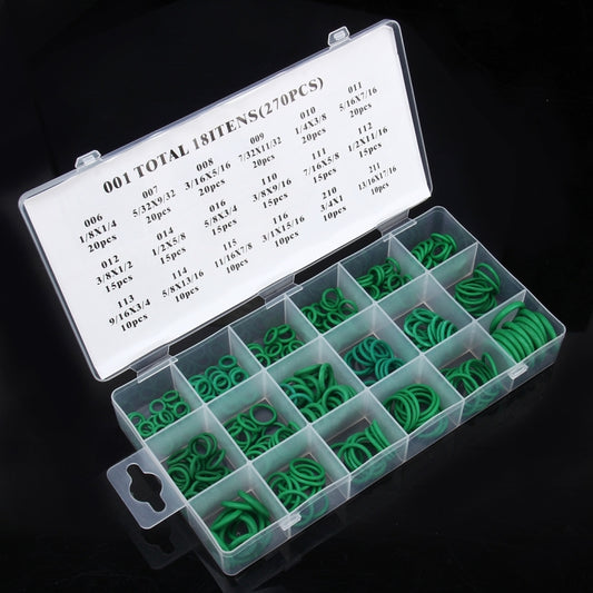 270 PCS Car Auto Vehicle 18 Sizes Assortment Kit Air Conditioning HNBR Seal O-Ring Set, 270 PCS Green, 270 PCS Purple
