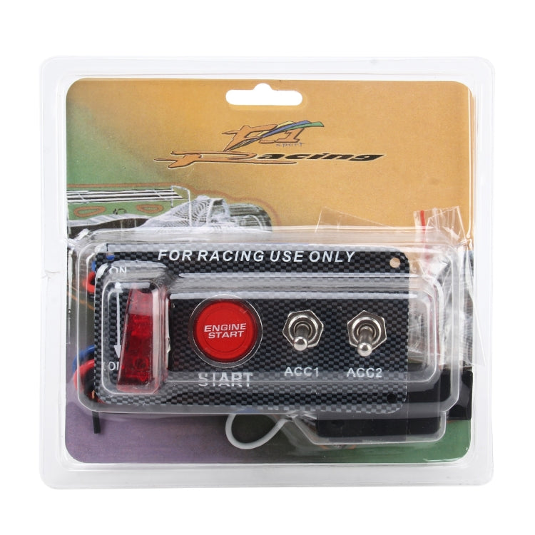 Racing Car Ignition Switch Panel Engine Start Start Push Button LED Racing Toggle Switch 12V Carbon Fiber Panel Multi-function Automatic Ignition Switch for Racing Cars, 12V