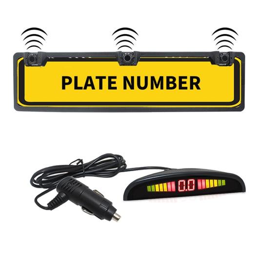 PZ300L-W Wireless Europe Car License Plate Frame Parking Sensors Reversing Radar with 3 Radar Detector, PZ300L-W