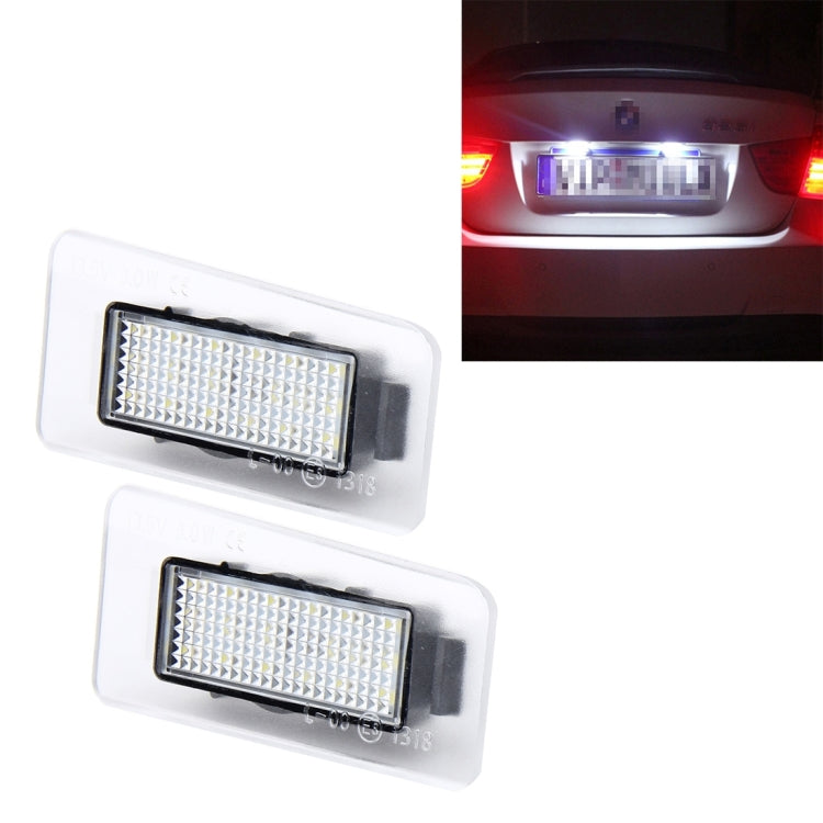 2 PCS LED License Plate Light with 18 SMD-3528 Lamps for Hyundai,2W 120LM,6000K, DC12V(White Light), For Hyundai