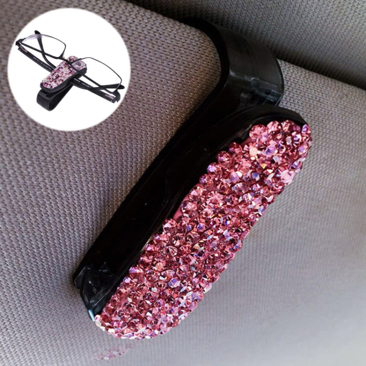Car Pure Color Diamond Mounted Glasses Bill Clip Holder