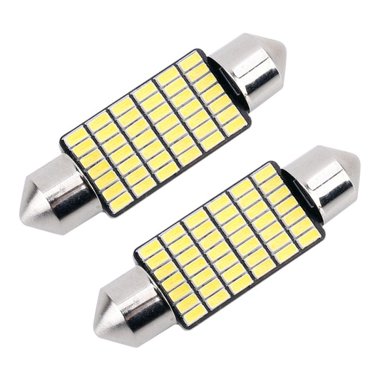 2 PCS 39mm DC12V / 1.2W / 6000K / 80LM 42LEDs SMD-3014 Car License Plate Light / Dome Light, with Decoder, 39mm