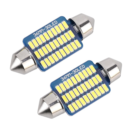 2 PCS 36mm DC12V / 1.5W / 6000K / 100LM 30LEDs SMD-3014 Car License Plate Light / Dome Light, with Decoder, 1.5W 36mm