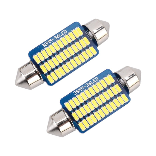 2 PCS 39mm DC12V / 1.5W / 6000K / 100LM 36LEDs SMD-3014 Car License Plate Light / Dome Light, with Decoder, 1.5W 39mm