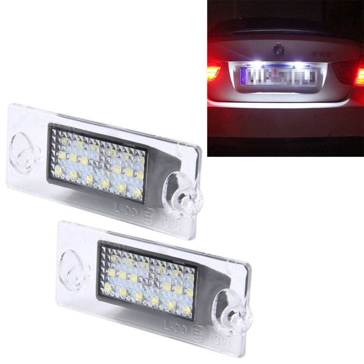 2 PCS License Plate Light with 18 SMD-3528 Lamps for Audi,2W 120LM, DC12V (White Light), For Audi with 18 SMD-3528 Lamps