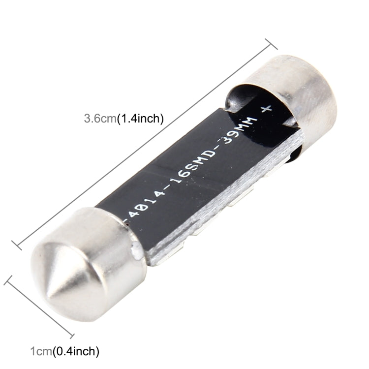 2 PCS 2W 100 LM 6000K 36MM Bicuspid Port Car Dome Lamp LED Reading Light with 16 SMD-4014 LED Lamps, DC 12V, 36MM