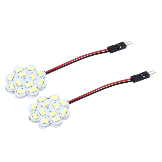 2 PCS 3W 200 LM 6000K Flower Shape Car Auto Interior Doom Reading Light with 12 SMD-5630 LED Lamps Bicuspid and T10 Adapter Cable, DC 12V, Flower Shape Reading Light