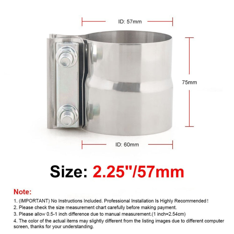 2.25 inch Car Turbo Exhaust Downpipe Stainless Steel Lap Joint Band Clamp, 2.25 inch