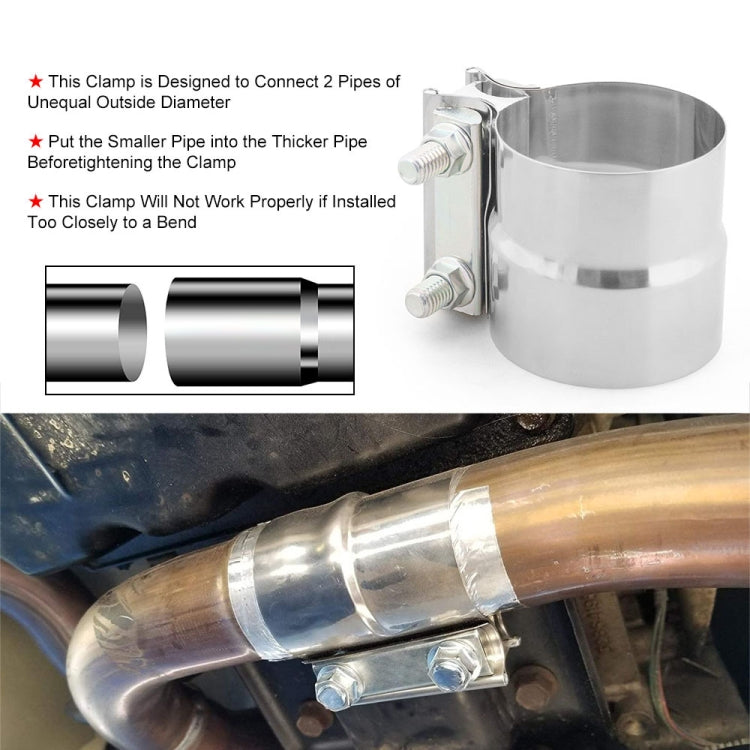 2.25 inch Car Turbo Exhaust Downpipe Stainless Steel Lap Joint Band Clamp, 2.25 inch