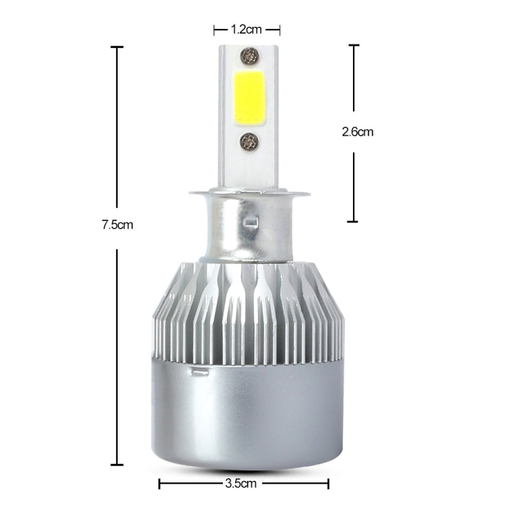 2 PCS H3 18W 1800 LM 6000K IP68 Canbus Constant Current Car LED Headlight with 2 COB Lamps, DC 9-36V, H3