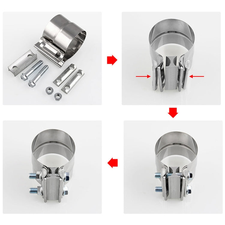 2.5 inch Car Turbo Exhaust Downpipe Stainless Steel Lap Joint Band Clamp, 2.5 inch