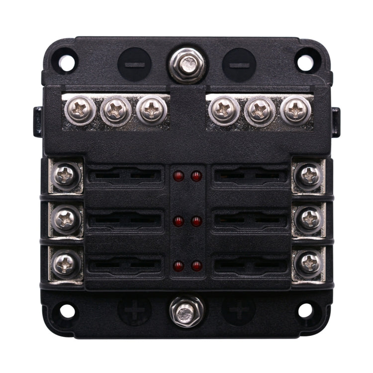 Independent Positive and Negative 1 in 6 Out 6 Way Circuit Blade Fuse Box Fuse Holder Kits with LED Warning Indicator for Auto Car Truck Boat, 1 in 6 Out