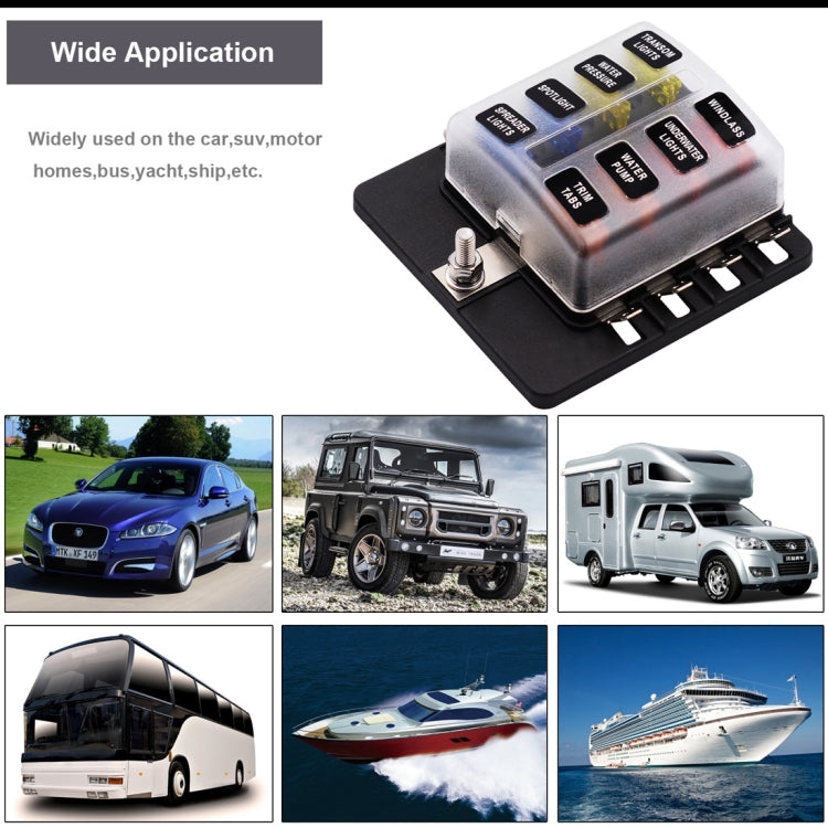 1 in 8 Out Fuse Box PC Terminal Block Fuse Holder Kits with LED Warning Indicator for Auto Car Truck Boat, 1 in 8 Out (PC Terminal Block)