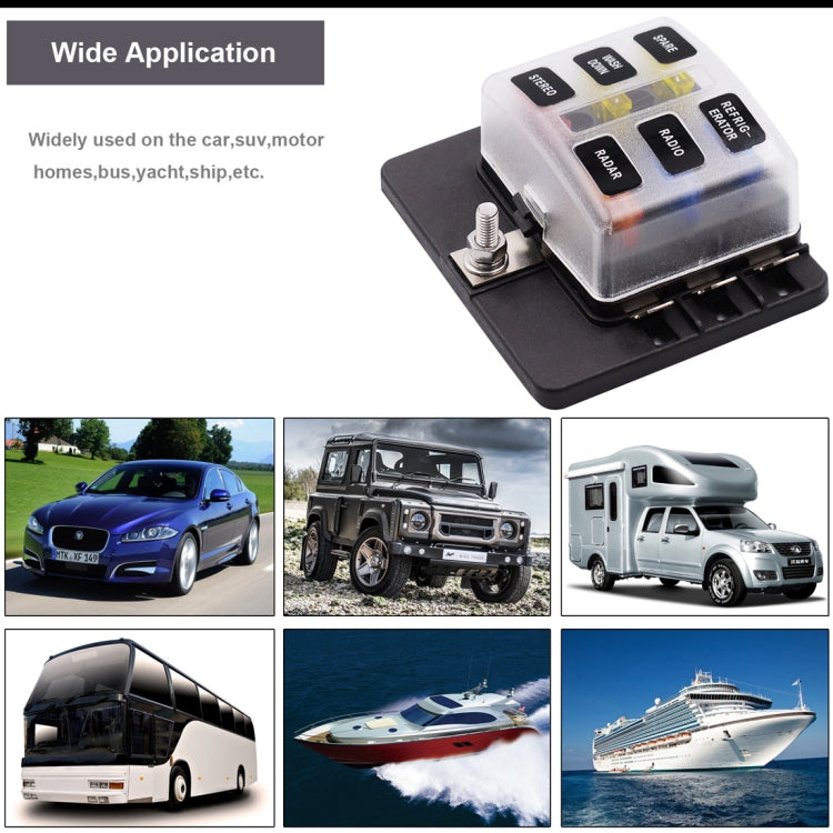 1 in 6 Out Fuse Box PC Terminal Block Fuse Holder Kits with LED Warning Indicator for Auto Car Truck Boat, 1 in 6 Out (PC Terminal Block)