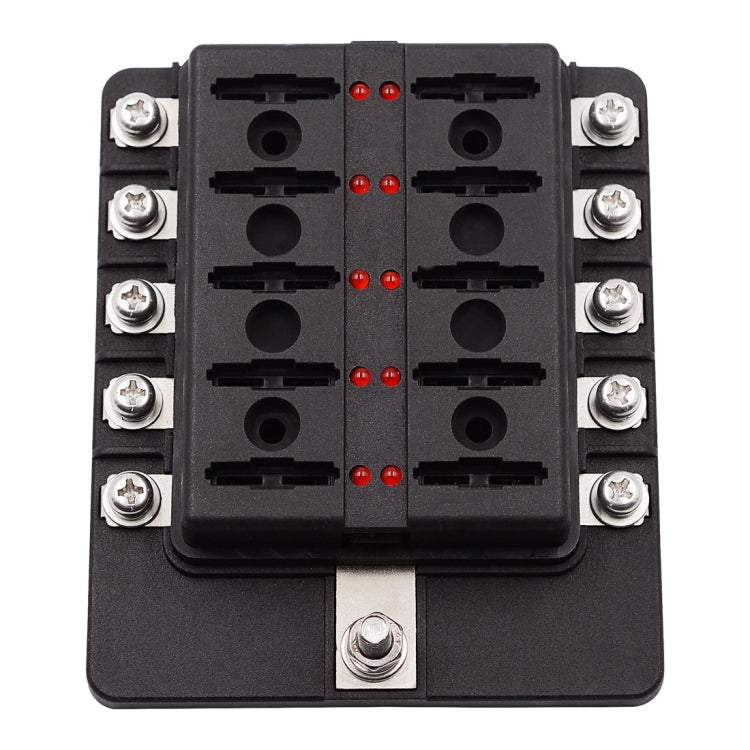 1 in 10 Out Fuse Box Screw Terminal Section Fuse Holder Kits with LED Warning Indicator for Auto Car Truck Boat, 1 in 10 Out (Screw Terminal Section)