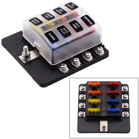 1 in 8 Out Fuse Box Screw Terminal Section Fuse Holder Kits with LED Warning Indicator for Auto Car Truck Boat, 1 in 8 Out (Screw Terminal Section)