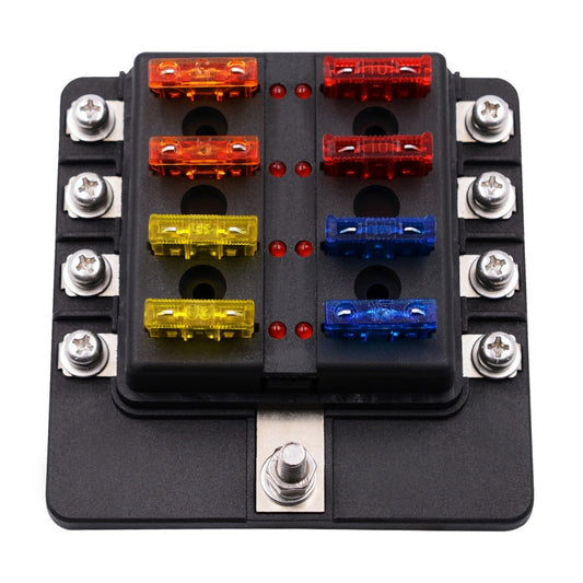 1 in 8 Out Fuse Box Screw Terminal Section Fuse Holder Kits with LED Warning Indicator for Auto Car Truck Boat, 1 in 8 Out (Screw Terminal Section)