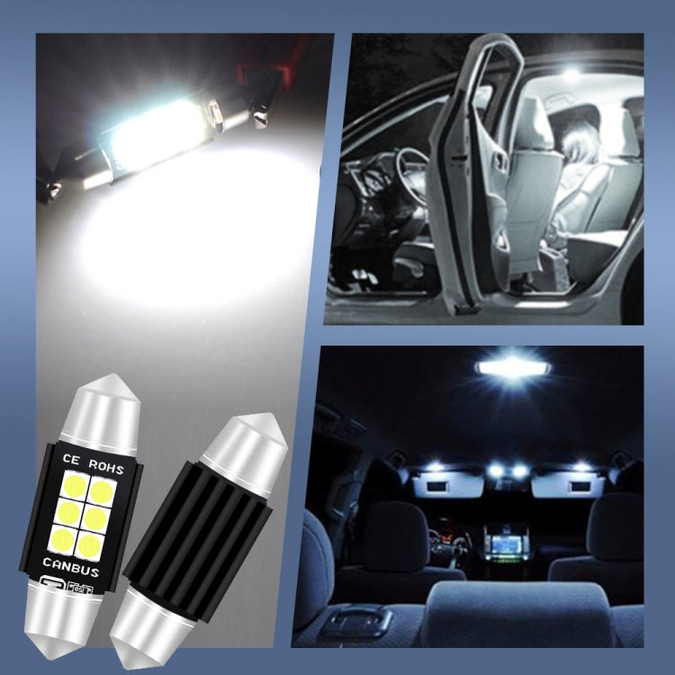 2 PCS 39mm DC12V-24V 3W 6000K 660LM 6LEDs SMD-3030 Car Reading Lamp / License Plate Light, 39mm (3W)