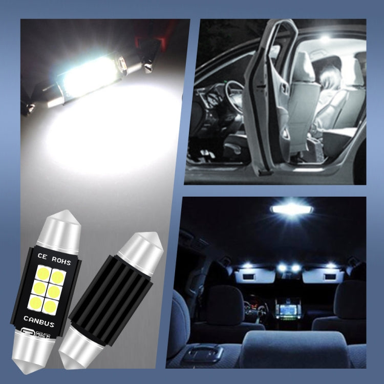 2 PCS 42mm DC12V-24V 3W 6000K 660LM 6LEDs SMD-3030 Car Reading Lamp / License Plate Light, 42mm