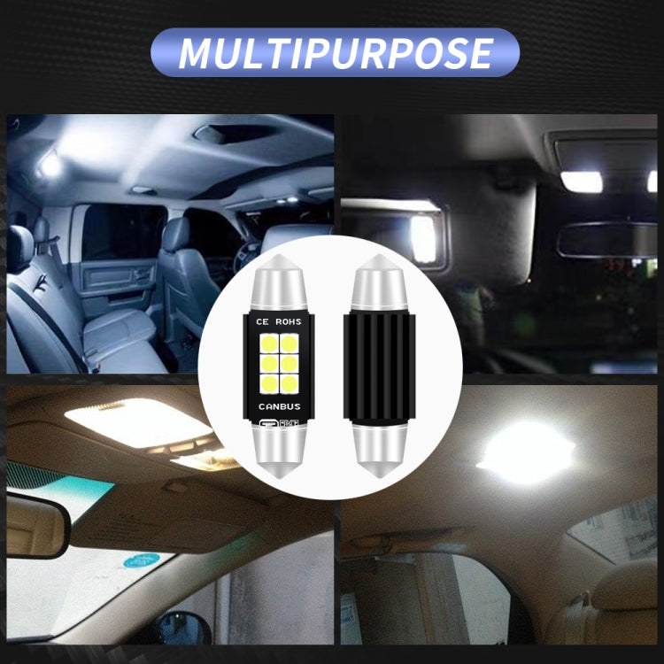 2 PCS 42mm DC12V-24V 3W 6000K 660LM 6LEDs SMD-3030 Car Reading Lamp / License Plate Light, 42mm