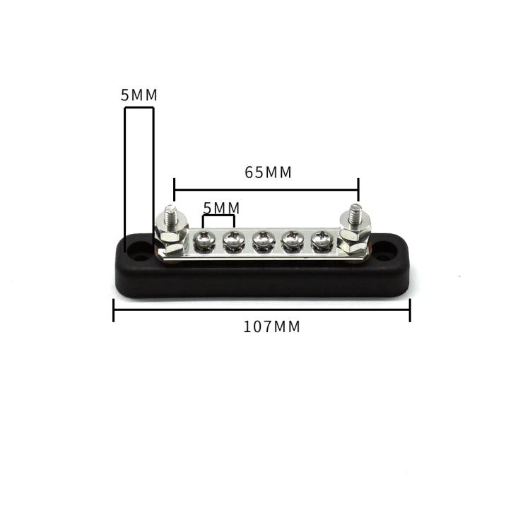 5 Way Power Distribution Bus Bar 5-bit Single Distribution Box for Car / RV / Boat, 5-bit