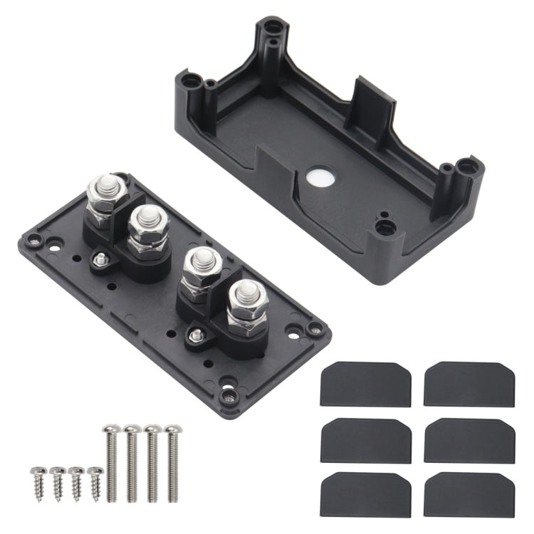 Max DC 48V 200A Heavy-Duty Module Design Bus Bar 4 M10 Terminal Studs Box Busbar for Car / RV / Boat, 200A
