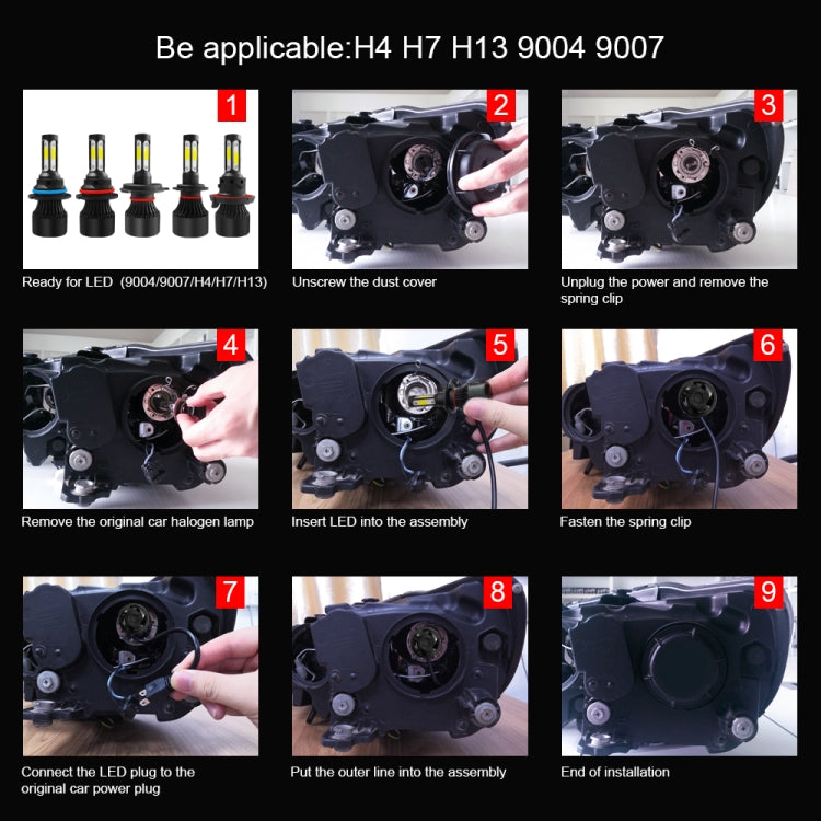 2 PCS S2 9004 / HB1 DC9-36V / 25W / 6000K / 2500LM IP68 Car LED Headlight Lamps