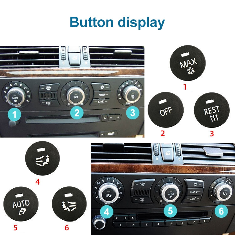 Car Air Conditioner Panel Switch Button REST Key 6131 9250 196-1 for BMW E60 2003-2010, Left Driving, REST