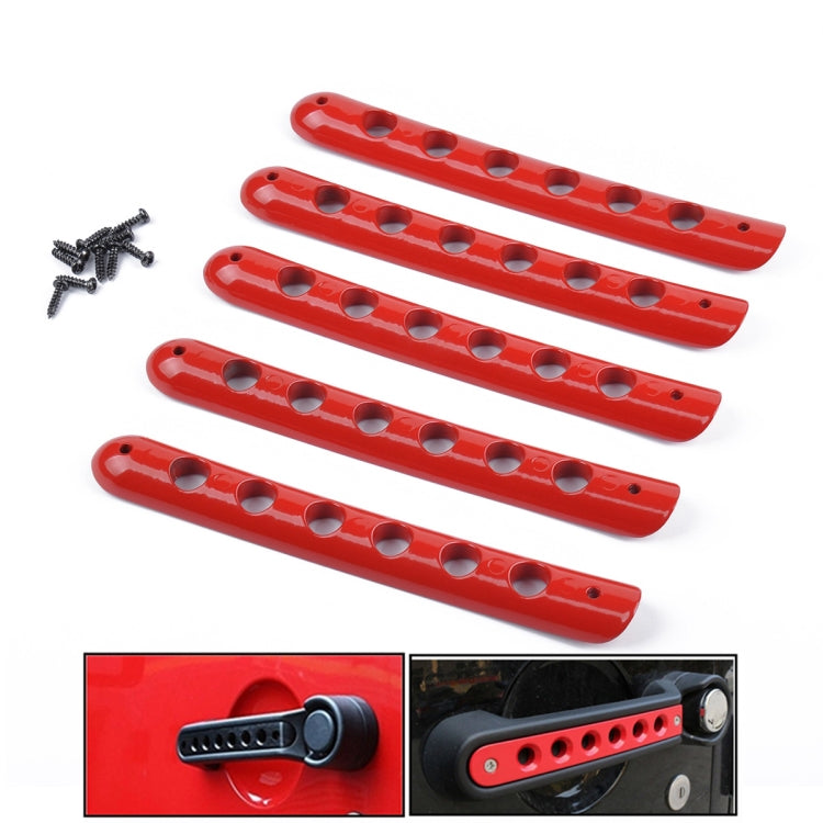 5 PCS Auto Handle Cover Door Aluminum Grab Handle Cover for Jeep Wrangler JK 4-Door 2007 -2017, 5 PCS(Black), 5 PCS(Red)