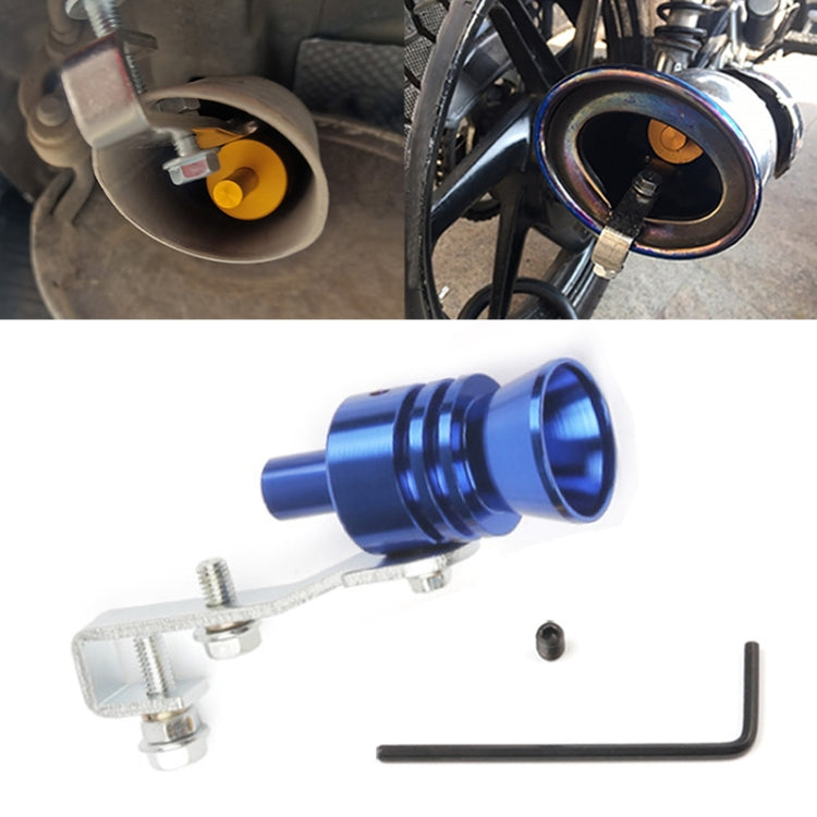 Universal Aluminum Turbo Sound Exhaust Muffler Pipe Whistle Car / Motorcycle Simulator Whistler, Size: L, Outside Diameter: 30mm, Size: L (Blue)