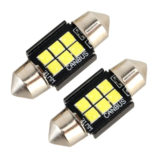 2 PCS 31mm DC12V / 2.5W / 6000K / 170LM 6LEDs SMD-3030 Car Reading Lamp Dome Light, 31mm