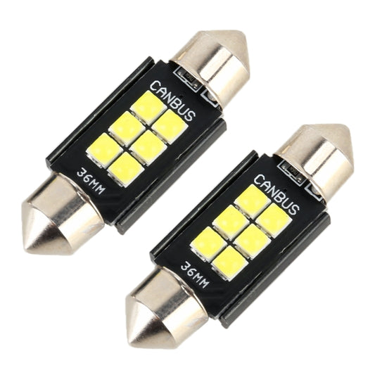 2 PCS 36mm DC12V / 2.5W / 6000K / 170LM 6LEDs SMD-3030 Car Reading Lamp Dome Light, 36mm