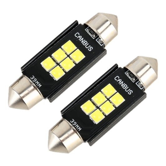 2 PCS 39mm DC12V / 2.5W / 6000K / 170LM 6LEDs SMD-3030 Car Reading Lamp Dome Light, 39mm