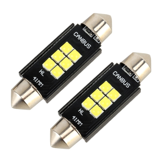 2 PCS 41mm DC12V / 2.5W / 6000K / 170LM 6LEDs SMD-3030 Car Reading Lamp Dome Light, 41mm