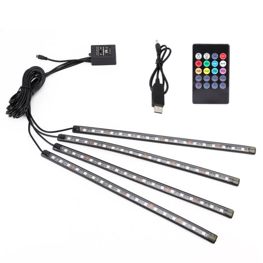 4 in 1 Universal Car USB Colorful Acoustic LED Atmosphere Lights Colorful Lighting Decorative Lamp, with 18LEDs SMD-5050 Lamps and Remote Control, DC 5V 8.6W, USB