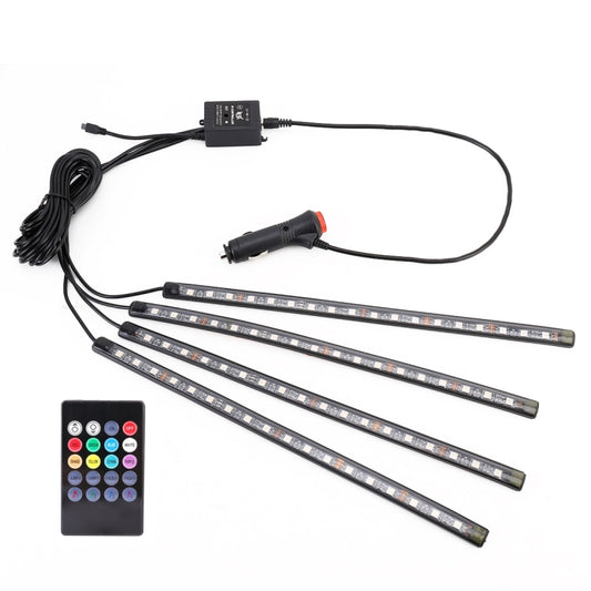 4 in 1 Universal Car Cigarette Lighter Colorful Acoustic LED Atmosphere Lights Colorful Lighting Decorative Lamp, with 18LEDs SMD-5050 Lamps and Remote Control, DC 12V 8.6W, Cigarette Lighter