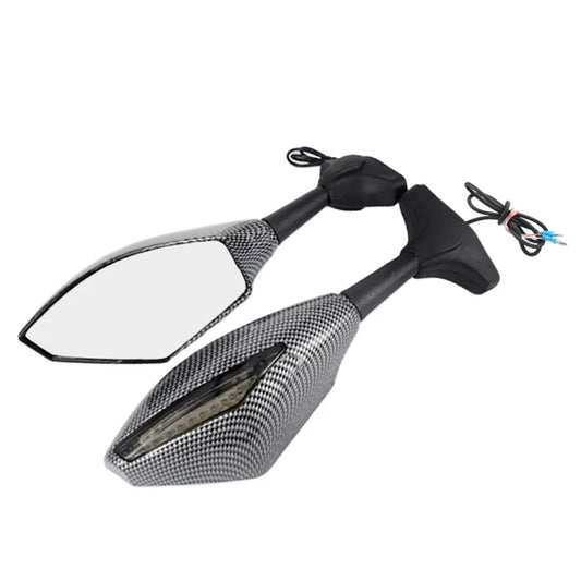 Motorrad umgerüsteter Rückspiegel-Satz mit Licht für Kawasaki, MB-MR021-BK, Carbonfaser Schwarz