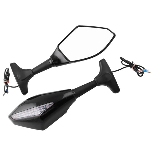 Jeu de rétroviseurs de moto modifiés avec éclairage pour Kawasaki, MB-MR021-BK, noir en fibre de carbone