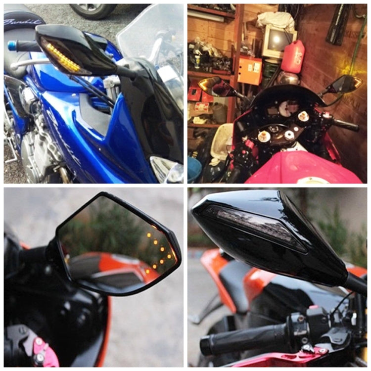Jeu de rétroviseurs de moto modifiés avec éclairage pour Kawasaki, MB-MR021-BK, noir en fibre de carbone
